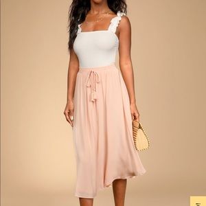 LULUS BLUSH MIDI SKIRT
